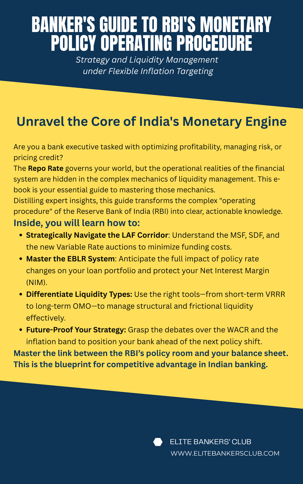 Banker's Guide to RBI's Monetary Policy Operating Procedure: Strategy and Liquidity Management under Flexible Inflation Targeting
