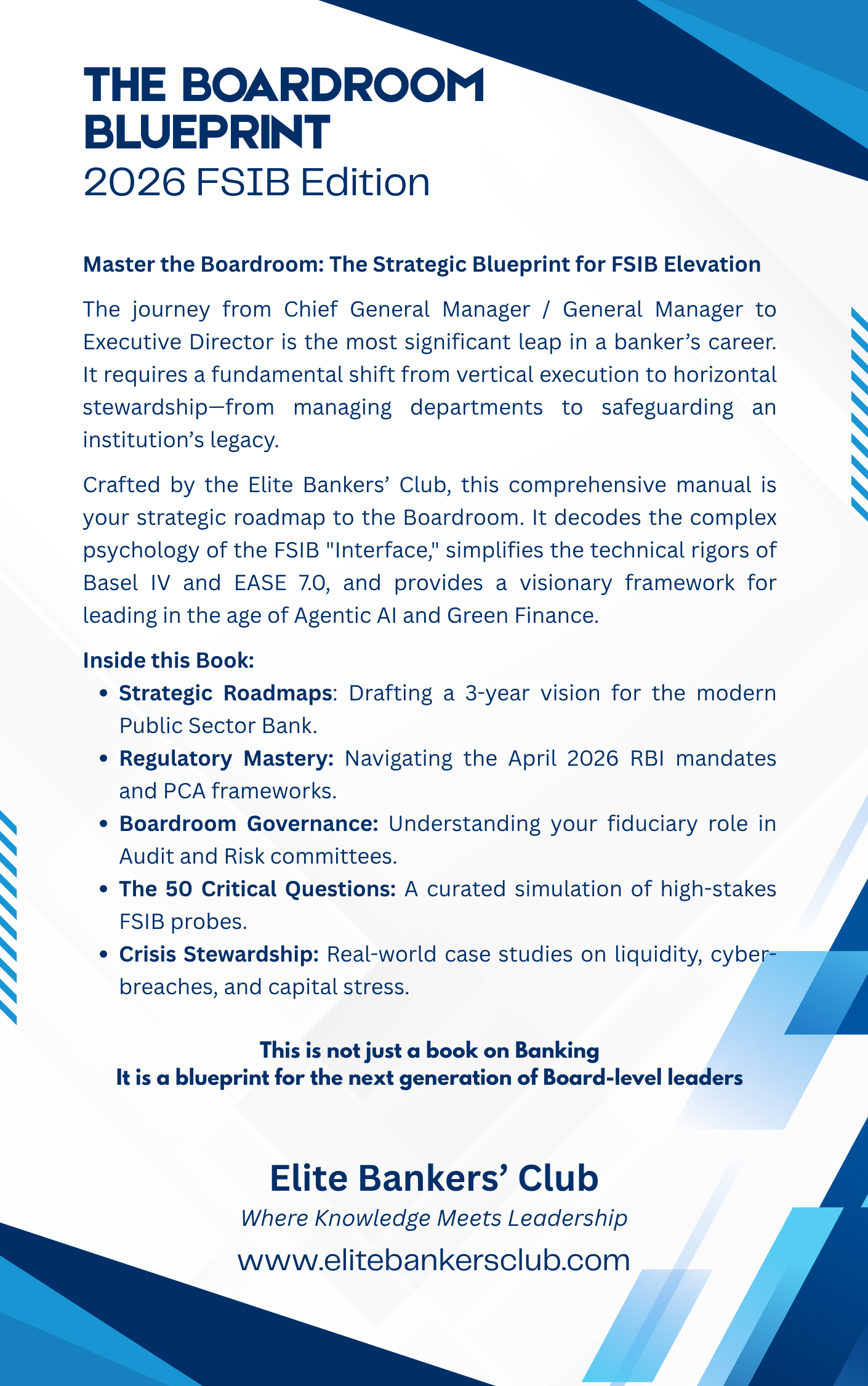 Mastering the Boardroom: The Strategic Blueprint for FSIB Elevation and PSB Leadership (Book Description)